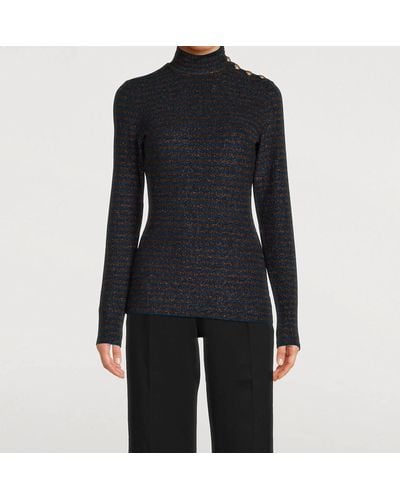 Smythe Buttoned Turtleneck Sweater - Black