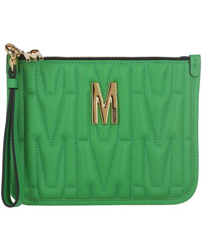 Moschino Quilted Logo Wristlet - Green