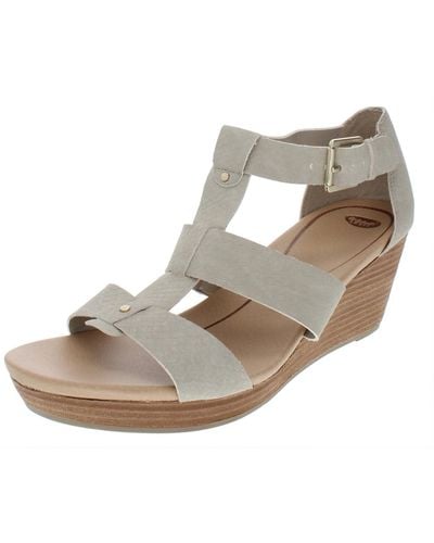 Dr. Scholls Barton Faux Leather Snake Print Wedge Sandals - Natural