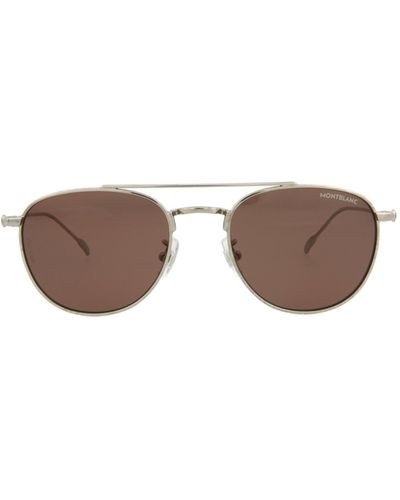 Montblanc Aviator-frame Metal Sunglasses - Brown