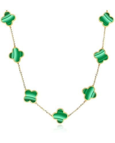 The Lovery Large Malachite Clover Necklace - Metallic