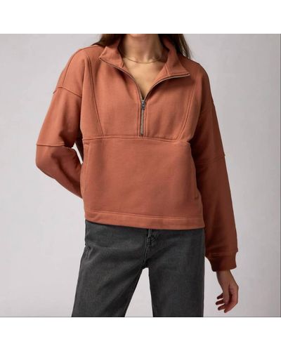 Spiritual Gangster Shay Half Zip Sweater - Orange