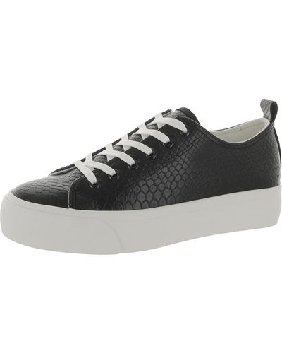 Olivia Miller Faux Leather Platform Casual And Fashion Sneakers - Black