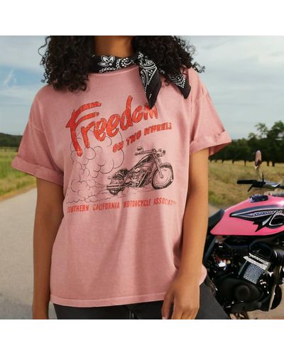 Girl Dangerous Freedom On Two Wheels Tee - Pink