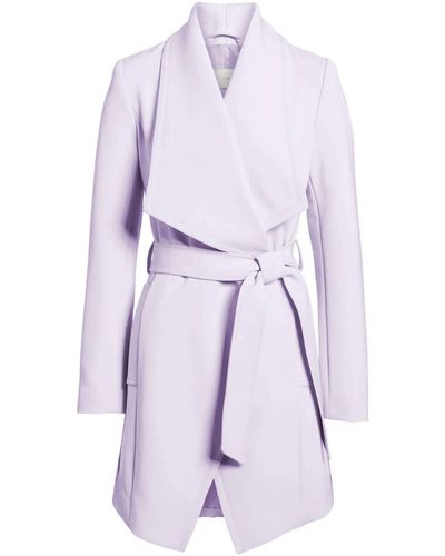 T Tahari Abbey Gabardine Belted Trench Rain Wrap Coat Jacket In Purple