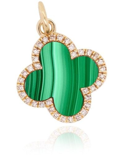 The Lovery Malachite Diamond Clover Charm - Green