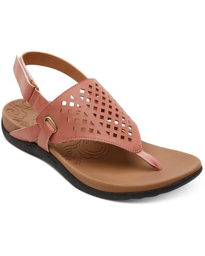 Rockport Ridge Toe Post Faux Leather Slingback Sandals - Brown