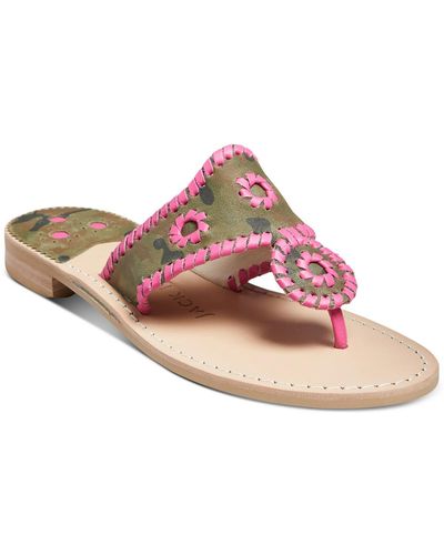 Jack Rogers Leather Slip-on Thong Sandals - Pink