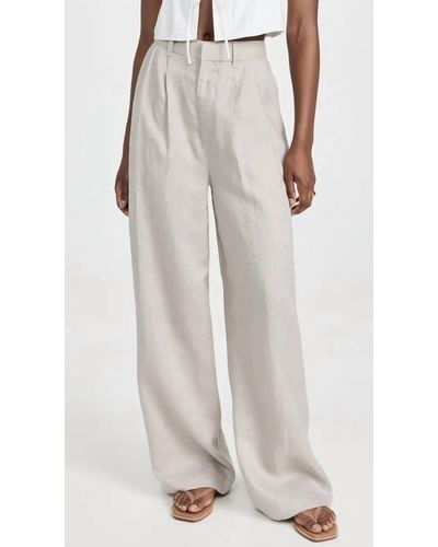 Enza Costa Linen Pleated Wide Leg Pant - White