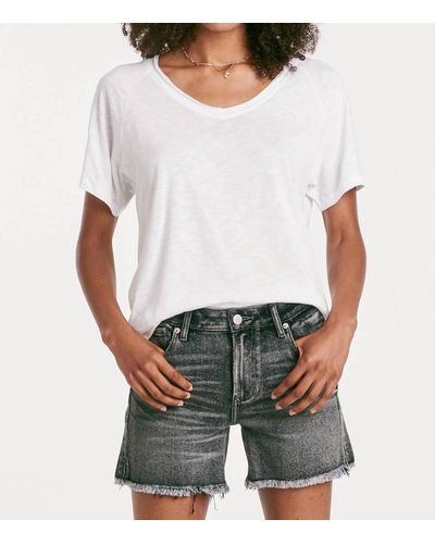 Another Love Taylor Relaxed V-neck Slubbed Basic Tee - White