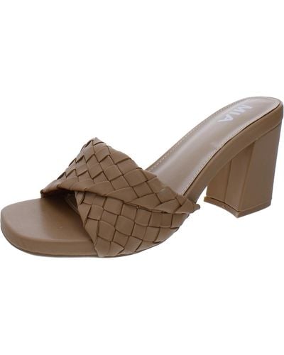 MIA Minna Faux Leather Woven Heels - Brown