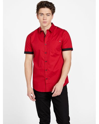 Guess Factory Milos Color-block Shirt - Red