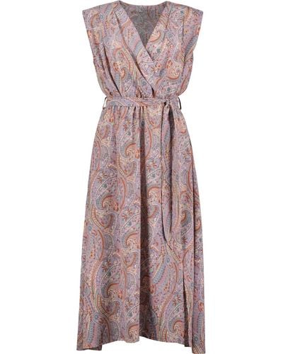 Bishop + Young Butterfly Effect Aeries Wrap Dress In Dusk Paisley - Purple