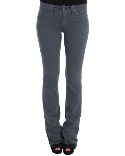 John Galliano Cotton Blend Slim Fit Bootcut Jeans - Blue