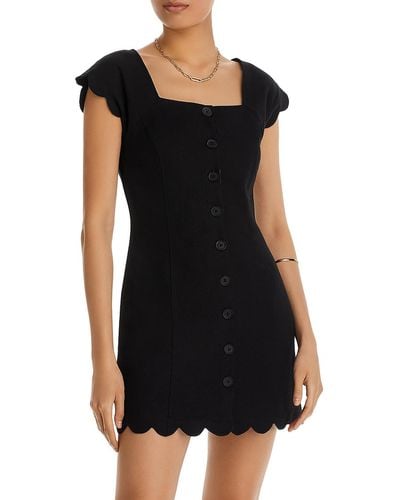 Aqua Linen Short Mini Dress - Black