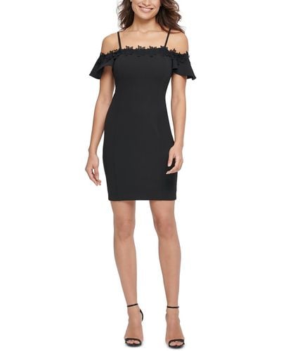 Kensie Crepe Cold Shoulder Cocktail Dress - Black