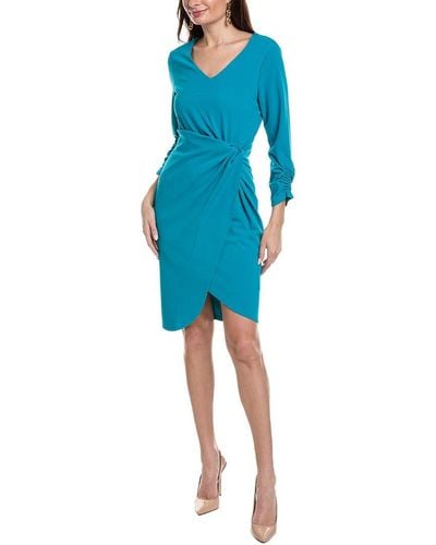 Tahari Ruched Midi Dress - Blue