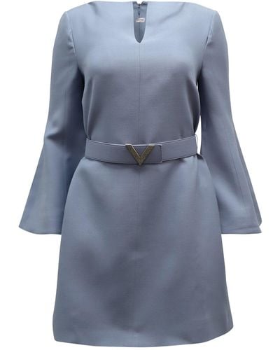 Valentino Crystal-embellished Belted Mini Dress - Blue