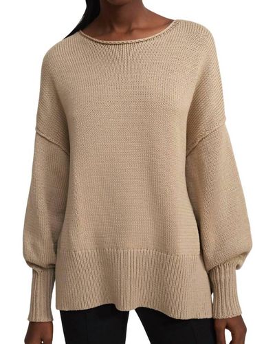 Theory Cotton Chainette Chunky Pullover Sweater - Natural