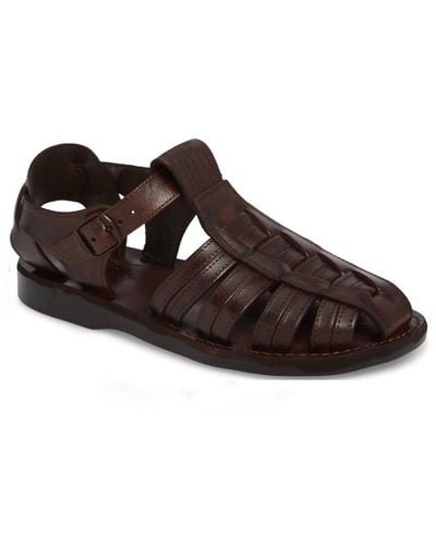 Jerusalem Sandals Men's Barak Leather Closed Toe Sandal - Brown