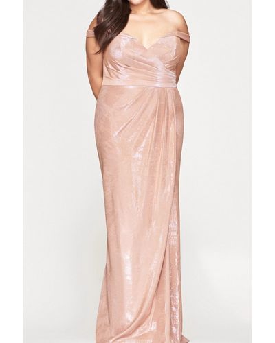 Faviana Off The Shoulder Metallic Gown - Pink