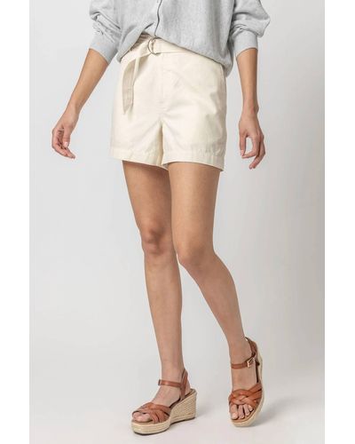 Lilla P Belted Canvas Short - White