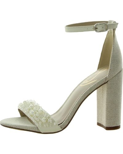 Sam Edelman Yaro Perla Embellished Ankle Strap Heels - Natural