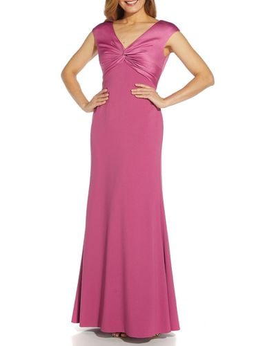 Adrianna Papell Satin Crepe Evening Dress - Purple