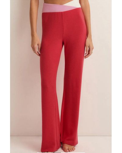 Z Supply Cross Over Flare Pants - Red