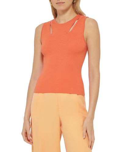 DKNY Cut-out Layering Tank Top Sweater - Orange