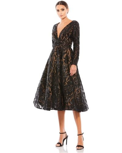 Mac Duggal Sequin Embellished A-line Cocktail Dress - Black
