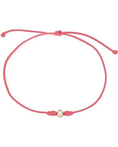 Monary Bezel Set Diamond On Pink Cord (14k) - Red