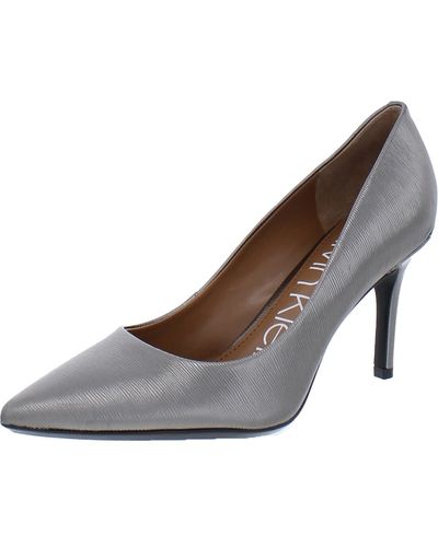 Calvin Klein Gayle Leather Pointed Toe Heels - Blue