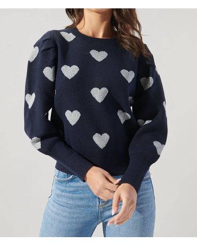Sugarlips Sweetheart Sweater In Navy/silver - Blue