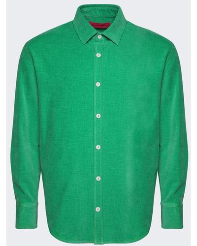 The Elder Statesman Cotton Velvet Work Shirt - Green