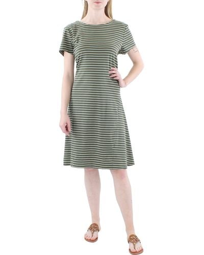 Lauren by Ralph Lauren Striped Causal Shift Dress - Green