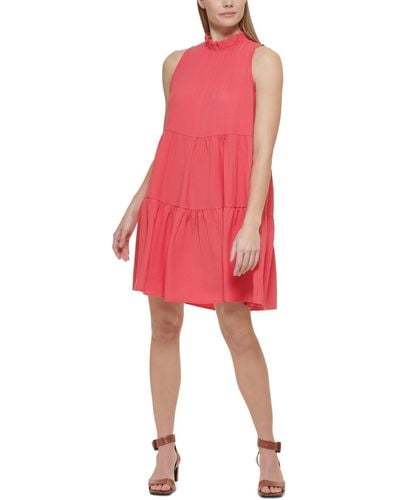 Calvin Klein Ruffled Mini Fit & Flare Dress - Red