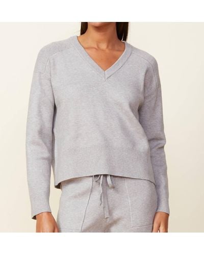 Monrow Knit V-neck Sweater - Gray