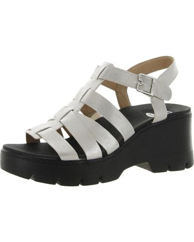 Dr. Scholls Check It Out Strappy Ankle Strap Wedge Sandals - Black