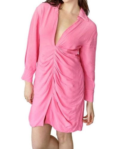 WILD PONY Long Sleeve Drape Dress - Pink