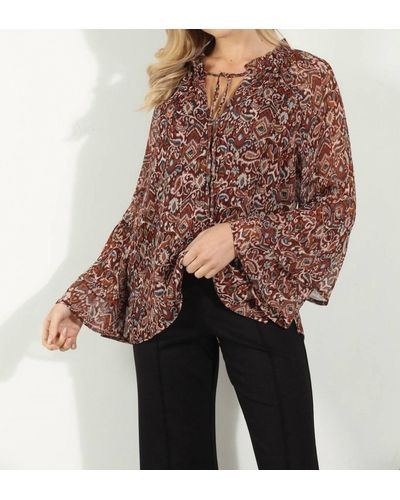 Veronica M Isola Flare Sleeve Blouse - Brown