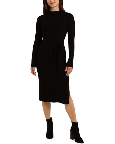 Bcx Fall Ribbed Sweatshirt Dress - Black