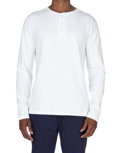 Unsimply Stitched Super Soft Long Sleeve Henley - White