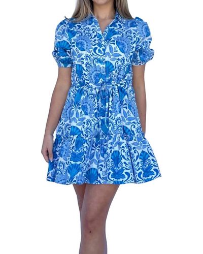 Sugarlips Floral Print Mini Dress - Blue