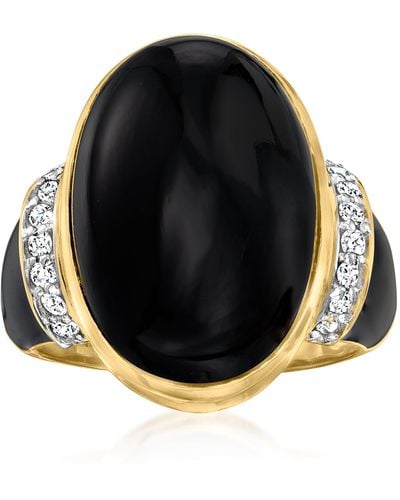 Ross-Simons Onyx And Diamond Ring With Enamel - Black