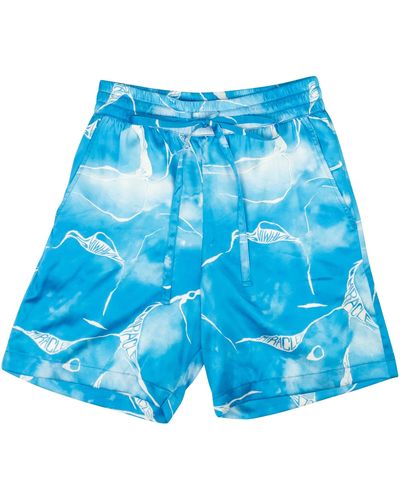 NAHMIAS Silk Tie Dye Printed Shorts - Blue