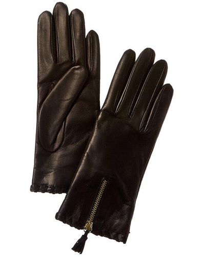 Portolano Wool-lined Leather Gloves - Black