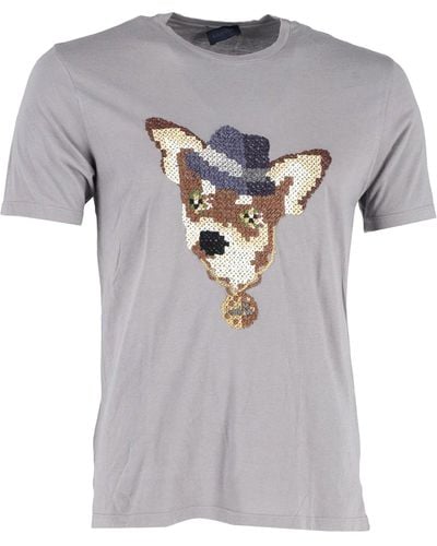 Lanvin Embroidered Dog T-shirt - Gray
