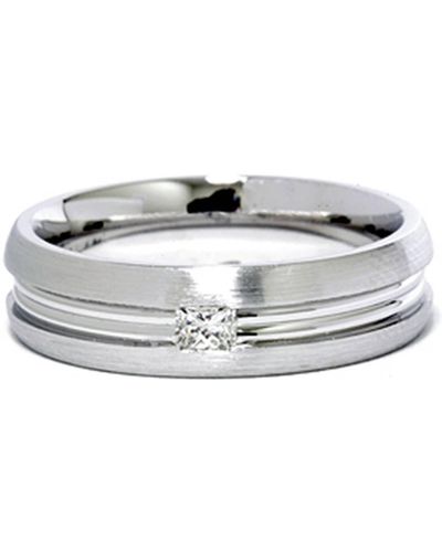 Pompeii3 Princess Diamond Wedding Band Ring - Metallic
