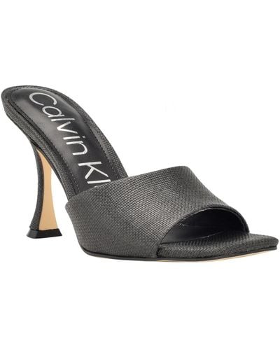 Calvin Klein Bradon Slip On Square Toe Heels - Gray